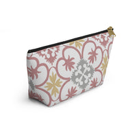 Portugal Tile Accessory Pouch w T-bottom in Pink